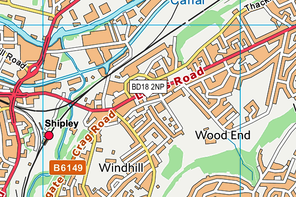 BD18 2NP map - OS VectorMap District (Ordnance Survey)