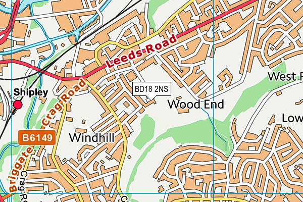 BD18 2NS map - OS VectorMap District (Ordnance Survey)