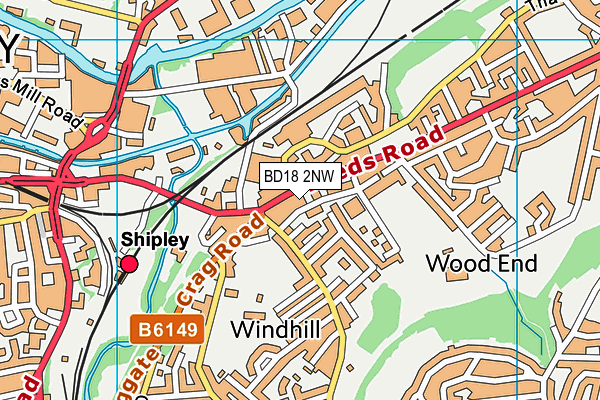 BD18 2NW map - OS VectorMap District (Ordnance Survey)