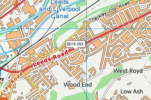 BD18 2NX map - OS VectorMap District (Ordnance Survey)