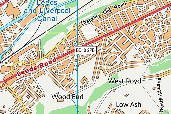 BD18 2PB map - OS VectorMap District (Ordnance Survey)