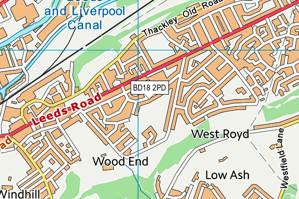 BD18 2PD map - OS VectorMap District (Ordnance Survey)