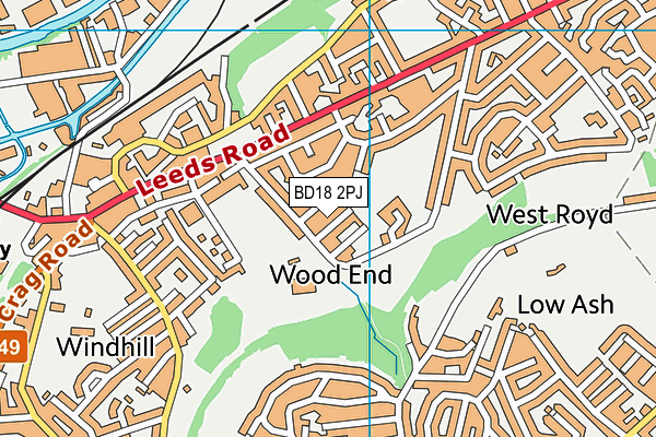 BD18 2PJ map - OS VectorMap District (Ordnance Survey)