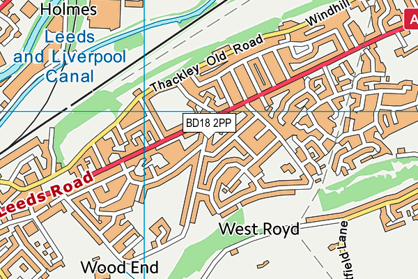 BD18 2PP map - OS VectorMap District (Ordnance Survey)