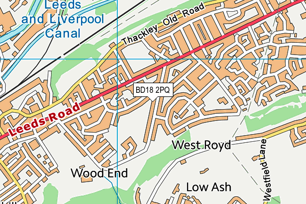 BD18 2PQ map - OS VectorMap District (Ordnance Survey)