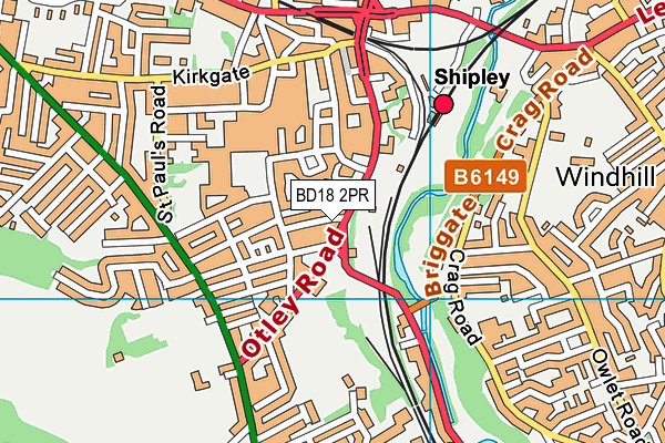 BD18 2PR map - OS VectorMap District (Ordnance Survey)