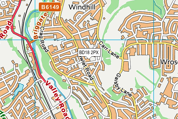 BD18 2PX map - OS VectorMap District (Ordnance Survey)