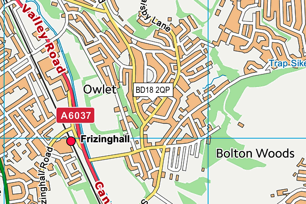 BD18 2QP map - OS VectorMap District (Ordnance Survey)