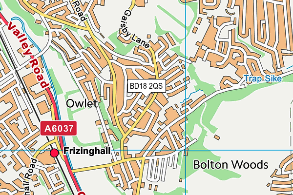 BD18 2QS map - OS VectorMap District (Ordnance Survey)