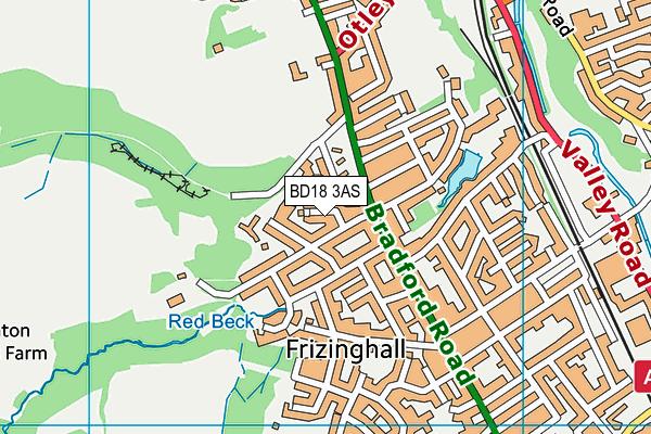 BD18 3AS map - OS VectorMap District (Ordnance Survey)