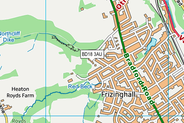 BD18 3AU map - OS VectorMap District (Ordnance Survey)