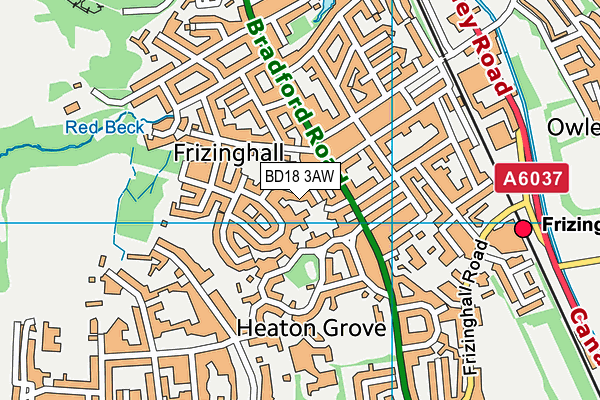 BD18 3AW map - OS VectorMap District (Ordnance Survey)