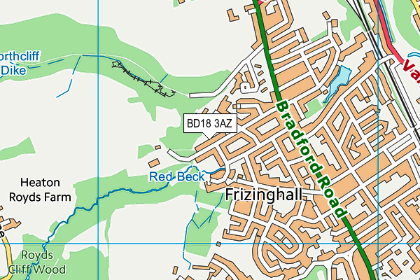 BD18 3AZ map - OS VectorMap District (Ordnance Survey)