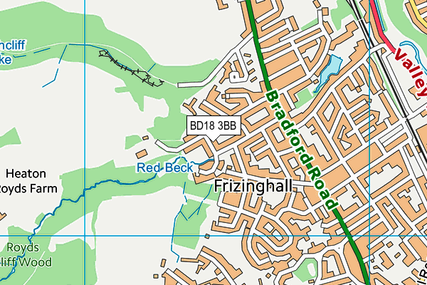 BD18 3BB map - OS VectorMap District (Ordnance Survey)