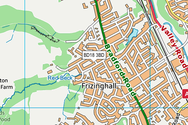 BD18 3BD map - OS VectorMap District (Ordnance Survey)
