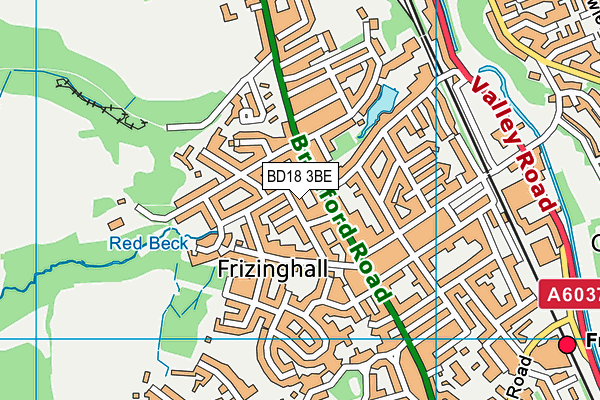 BD18 3BE map - OS VectorMap District (Ordnance Survey)