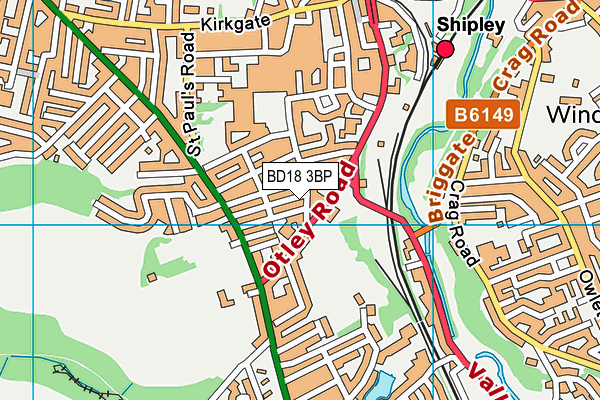 BD18 3BP map - OS VectorMap District (Ordnance Survey)