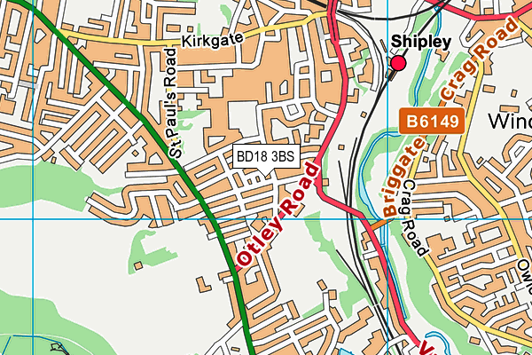 BD18 3BS map - OS VectorMap District (Ordnance Survey)