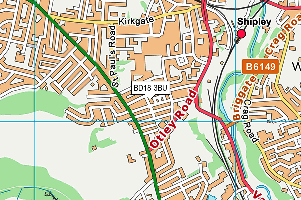 BD18 3BU map - OS VectorMap District (Ordnance Survey)