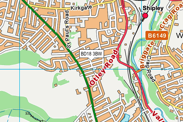 BD18 3BW map - OS VectorMap District (Ordnance Survey)