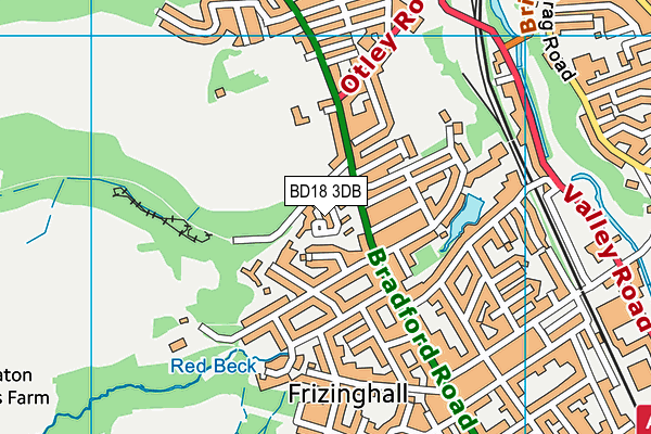 BD18 3DB map - OS VectorMap District (Ordnance Survey)
