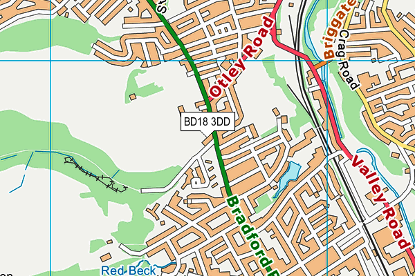 BD18 3DD map - OS VectorMap District (Ordnance Survey)
