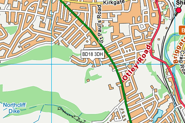 BD18 3DH map - OS VectorMap District (Ordnance Survey)