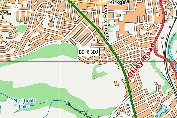 BD18 3DJ map - OS VectorMap District (Ordnance Survey)