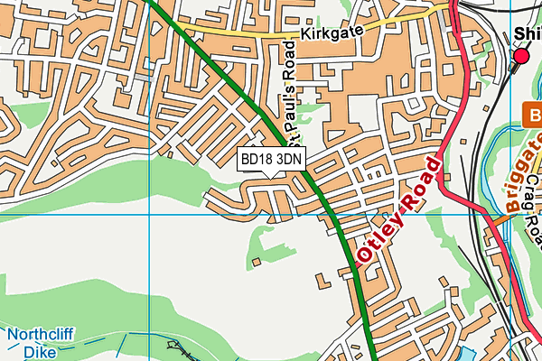 BD18 3DN map - OS VectorMap District (Ordnance Survey)