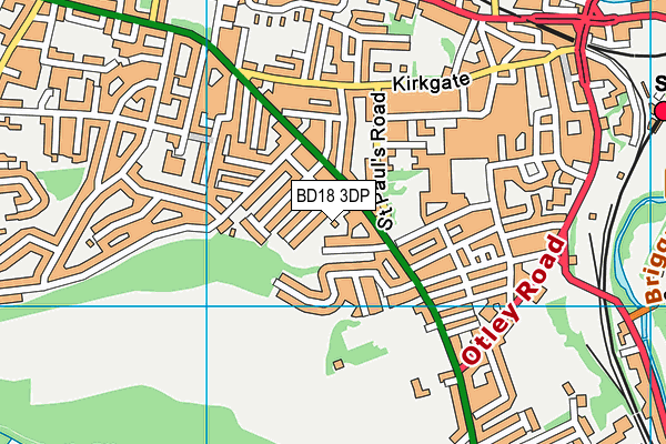 BD18 3DP map - OS VectorMap District (Ordnance Survey)