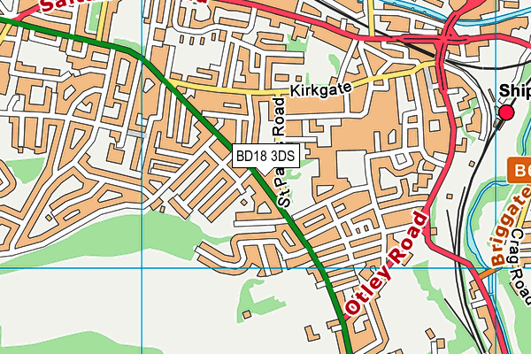 BD18 3DS map - OS VectorMap District (Ordnance Survey)
