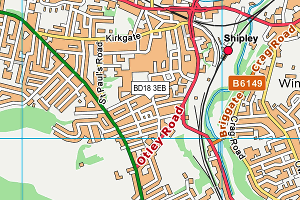 BD18 3EB map - OS VectorMap District (Ordnance Survey)