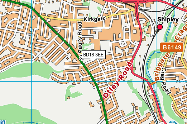 BD18 3EE map - OS VectorMap District (Ordnance Survey)