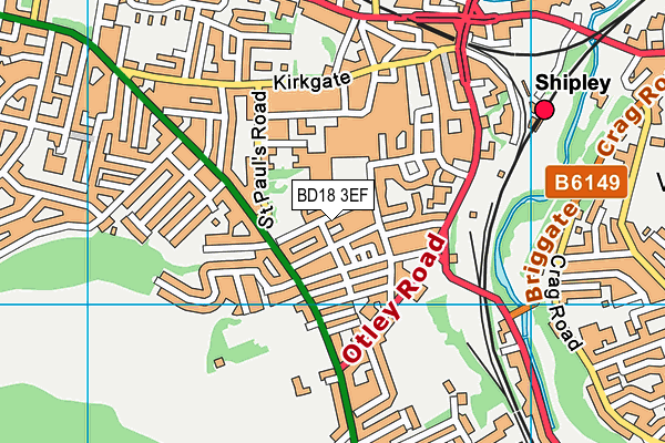 BD18 3EF map - OS VectorMap District (Ordnance Survey)