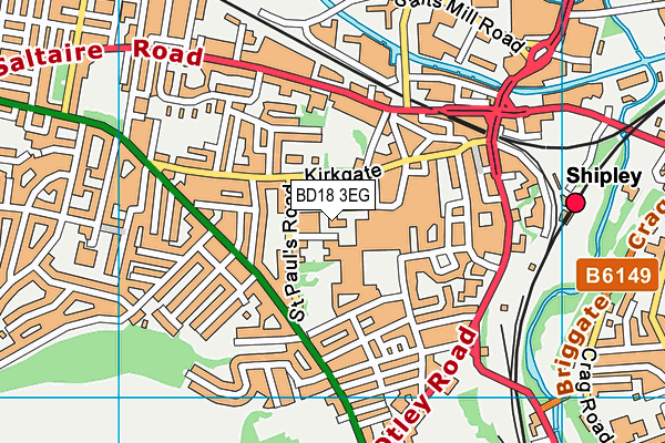 BD18 3EG map - OS VectorMap District (Ordnance Survey)
