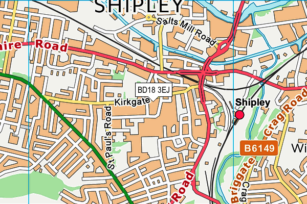 BD18 3EJ map - OS VectorMap District (Ordnance Survey)