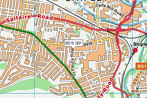 BD18 3EP map - OS VectorMap District (Ordnance Survey)