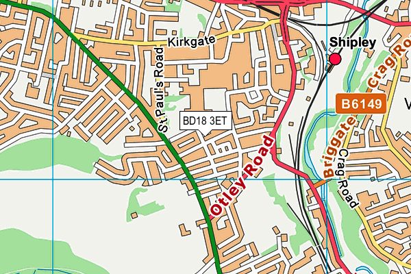 BD18 3ET map - OS VectorMap District (Ordnance Survey)