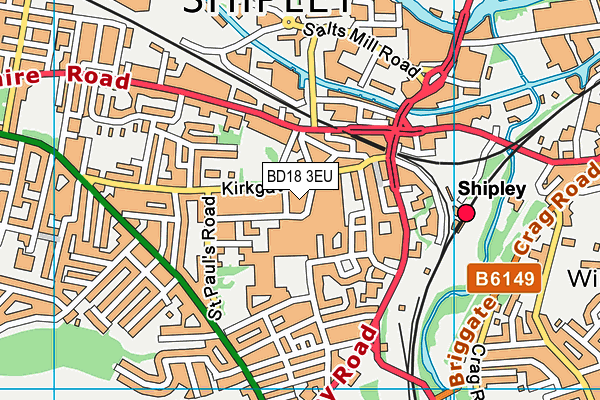 BD18 3EU map - OS VectorMap District (Ordnance Survey)