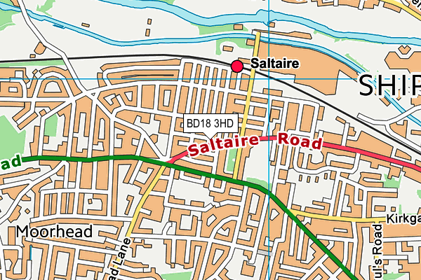 BD18 3HD map - OS VectorMap District (Ordnance Survey)