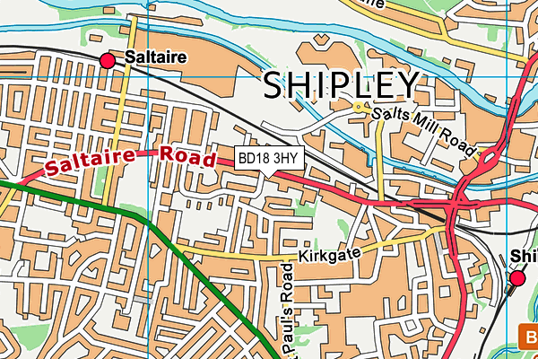 BD18 3HY map - OS VectorMap District (Ordnance Survey)