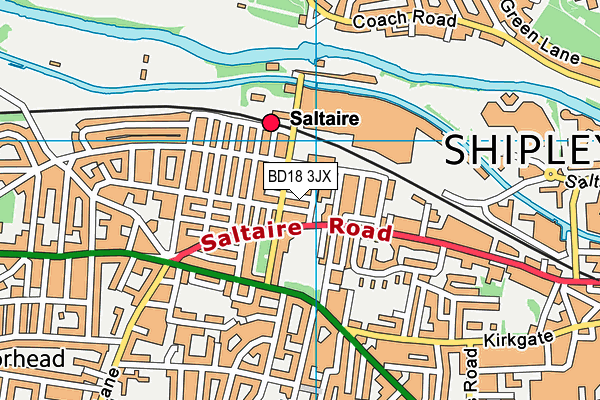 BD18 3JX map - OS VectorMap District (Ordnance Survey)