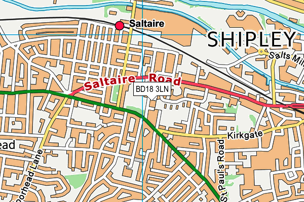 BD18 3LN map - OS VectorMap District (Ordnance Survey)