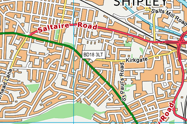 BD18 3LT map - OS VectorMap District (Ordnance Survey)