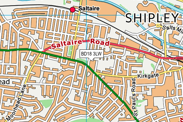 BD18 3LW map - OS VectorMap District (Ordnance Survey)