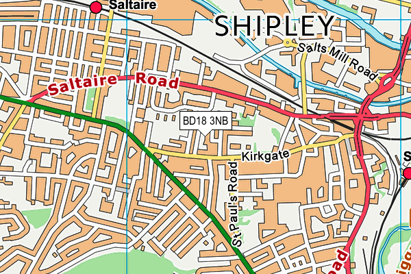 BD18 3NB map - OS VectorMap District (Ordnance Survey)