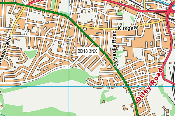 BD18 3NX map - OS VectorMap District (Ordnance Survey)