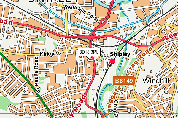 BD18 3PU map - OS VectorMap District (Ordnance Survey)