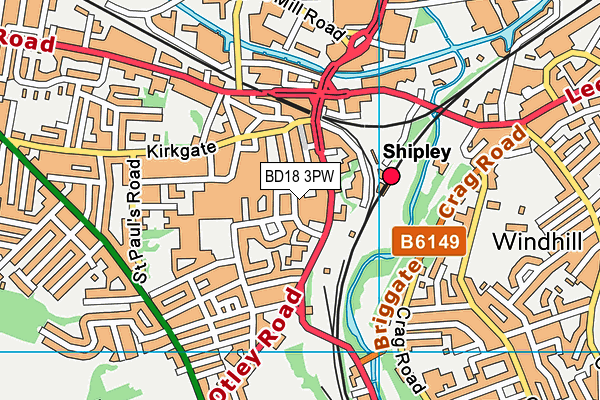BD18 3PW map - OS VectorMap District (Ordnance Survey)