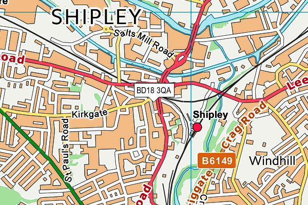 BD18 3QA map - OS VectorMap District (Ordnance Survey)